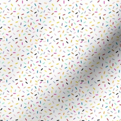 Small Scale Ditsy- Sprinkles - Multi Colored on a white unprinted Background