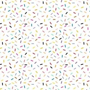 Small Scale Ditsy- Sprinkles - Multi Colored on a white unprinted Background