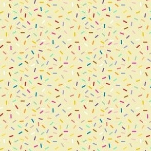 Small Scale Ditsy- Sprinkles - Multi Colored on a Yellow Background