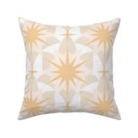 Sun Star Golden Lotus Scallop - Scales - Textured Geometric Print in Golden Yellow and Beige