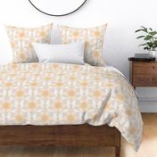 Sun Star Golden Lotus Scallop - Scales - Textured Geometric Print in Golden Yellow and Beige