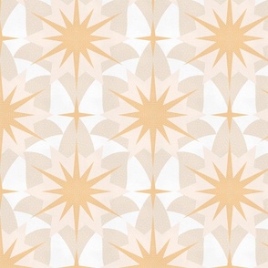 Sun Star Golden Lotus Scallop - Scales - Textured Geometric Print in Golden Yellow and Beige