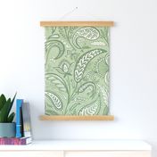 Welcoming paisley monochrome green