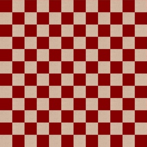 Deep Red and Cardboard Checkerboard /Small Scale