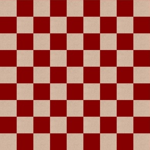 Deep Red and Cardboard Checkerboard/ Medium Scale