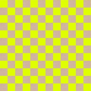 Chartreuse Yellow-Green and Cardboard Checkerboard /Small Scale