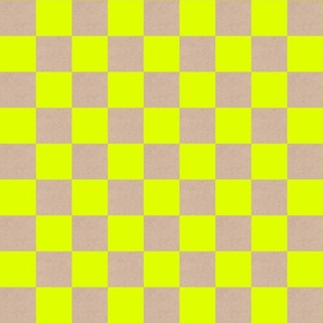 Chartreuse Yellow-Green and Cardboard Checkerboard /Medium Scale