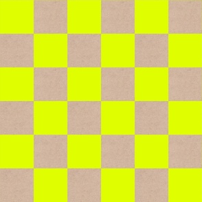 Chartreuse Yellow-Green and Cardboard Checkerboard /Large Scale