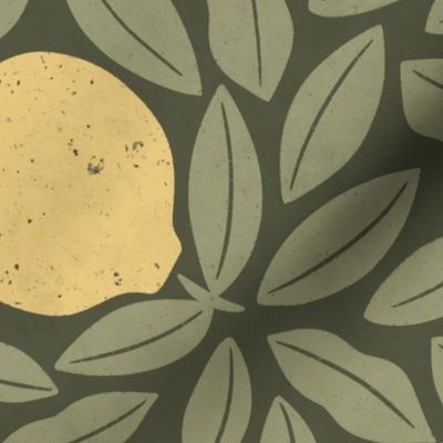 Lemons and Leaves Symphony: Inviting Citrus Wallpaper Design BIG SCALE