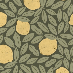 Lemons and Leaves Symphony: Inviting Citrus Wallpaper Design BIG SCALE