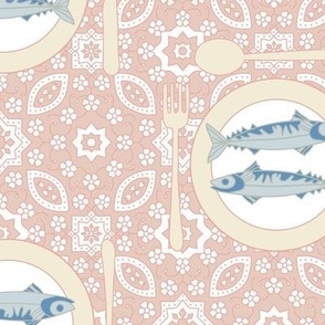 Fishy dinner pink table cloth