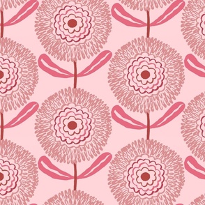 jumbo retro geometric flowers pastel pink