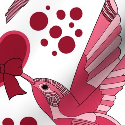 Valentine Birds heart ribbon