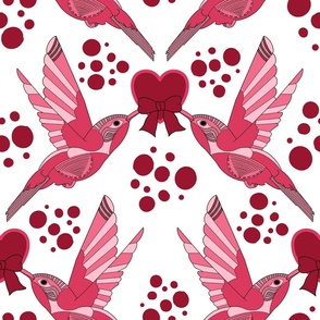 Valentine Birds heart ribbon