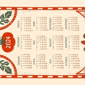 2024 Tomato Calendar Tea Towel