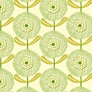 medium retro geometric flowers _ sage green