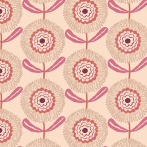 medium retro geometric flowers cream pink
