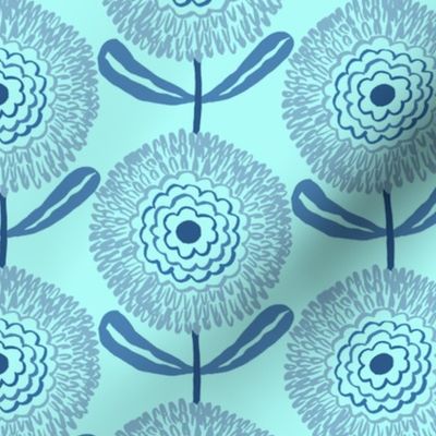 small retro geometric flowers _ pastel blue