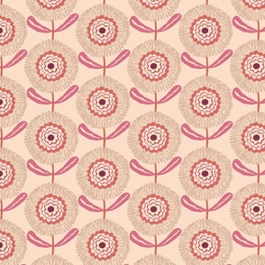 small retro geometric flowers _ cream pink
