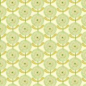 mini micro retro geometric flowers sage green