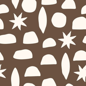 MATISSE DESERT BOHO SIMPLE ABSTRACT PAPER CUT SHAPES CREAM ON BROWN