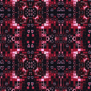 Digital Hearts on Dark Reds