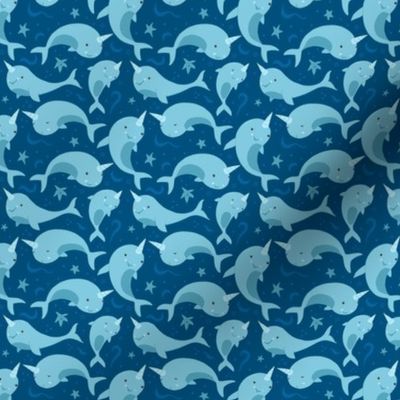 Small - Cute Narwhals Blue