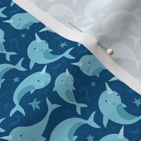Small - Cute Narwhals Blue