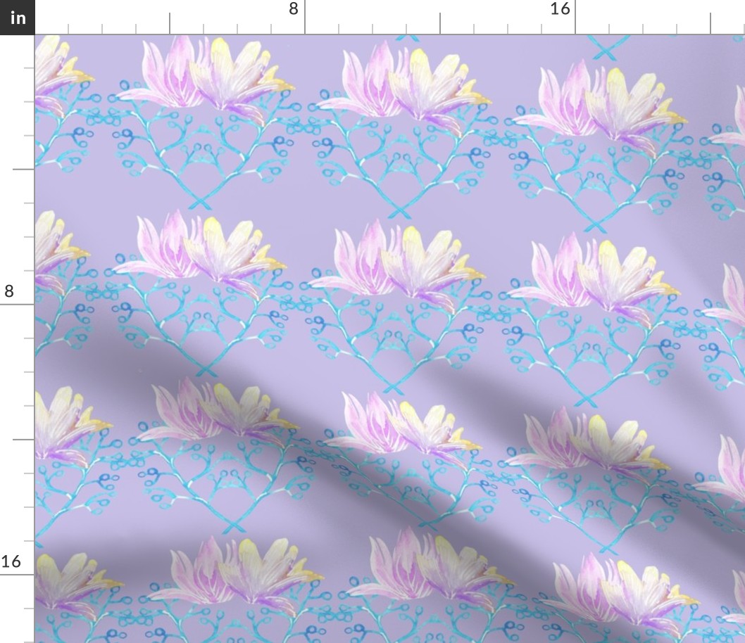 Welcoming Watercolour Lilac Lily Stripe