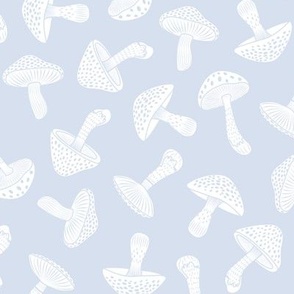 Mushrooms in Pastel blue and white / minimalistic baby boy girl nursery toadstools