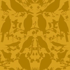 Bird Silhouette Damask - Gold Large