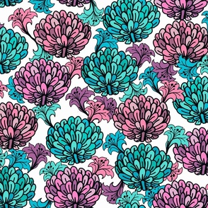 CT2563 Pink Teal Floral Large Scale