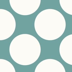 bold white and teal dot