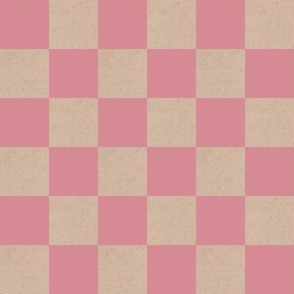 Dusty pink and cardboard checkerboard / large scale