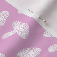 Mushrooms in Pink and White / Minimalistic Pastel Toadstools baby girl