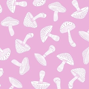 Mushrooms in Pink and White / Minimalistic Pastel Toadstools baby girl