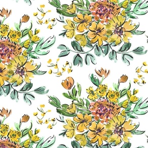 Floral fancy - New-granny chintz-o-rama - yellow on white