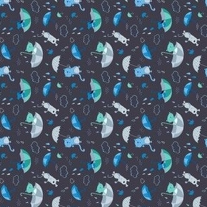 Small_Raining Cats & Dogs on Dark Navy