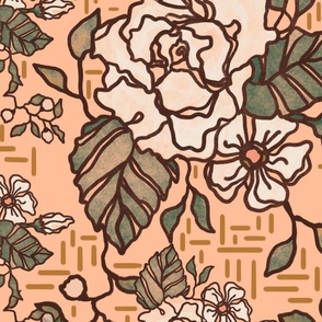 White Rose Welcome on Pantone Peach Fuzz (XL scale)