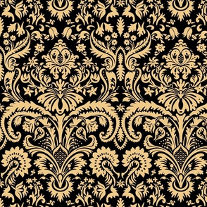 Baroque Damask 1 black and gold