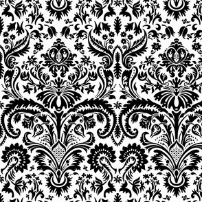 Baroque Damask 1 black and white