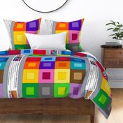 Rainbow Squares and Sashing Free Motion Quilting Cheater Cloth Quilt
