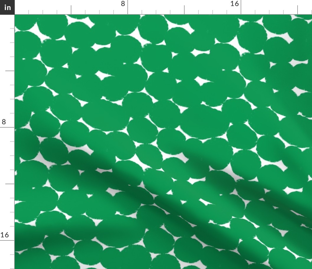 Small Kelly Green and white Overlapping Abstract Polka Dots - green White Geometric - Modern Graphic artistic brush stroke spots - Minimal Trendy Scandi Style Circles