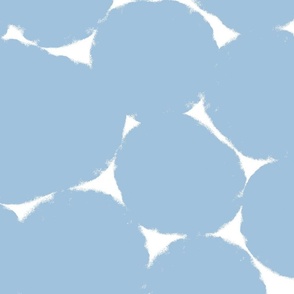 Large sky blue and white Overlapping Abstract Polka Dots - blue White Geometric - Modern Graphic artistic brush stroke spots - Minimal Trendy Scandi Style Circles