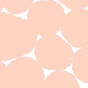 Large soft peach and white Overlapping Abstract Polka Dots - pastel peach White Geometric - Modern Graphic artistic brush stroke spots - Minimal Trendy Scandi Style Circles