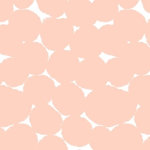 Medium soft peach and white Overlapping Abstract Polka Dots - pastel peach White Geometric - Modern Graphic artistic brush stroke spots - Minimal Trendy Scandi Style Circles