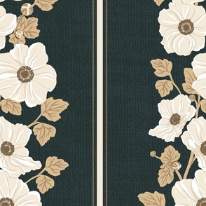 Dramatic Floral Stripes - Green and Gold - LARGE