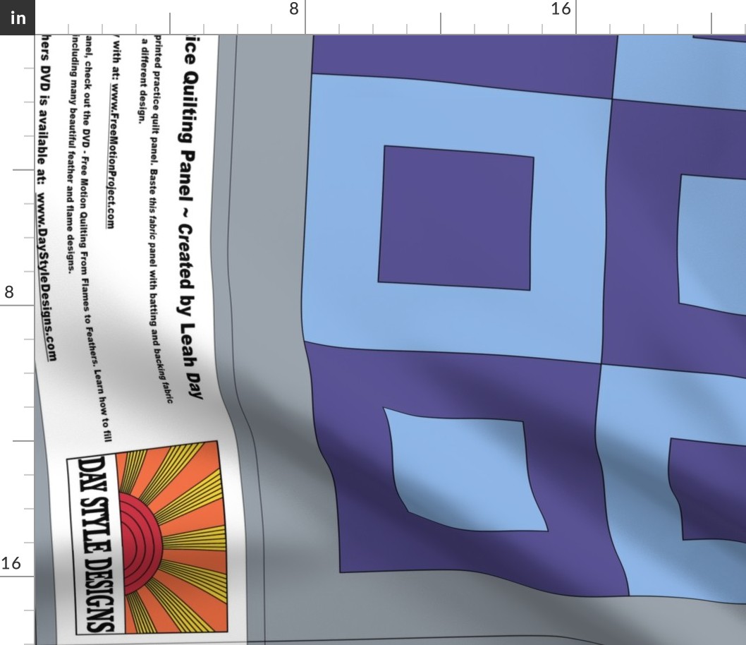 Blue / Purple Squares and Sashing Free Motion Practice Fabric