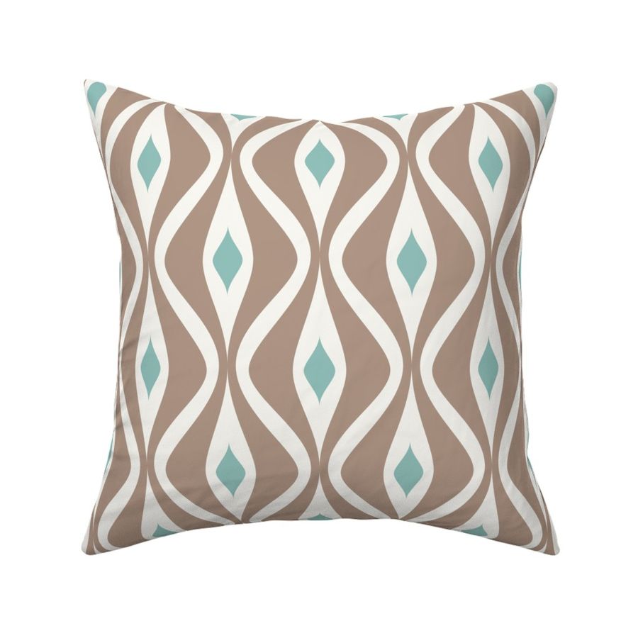 Abstract Retro Geometric Wavy Vertical Lines in beige light tan  and green blue tones