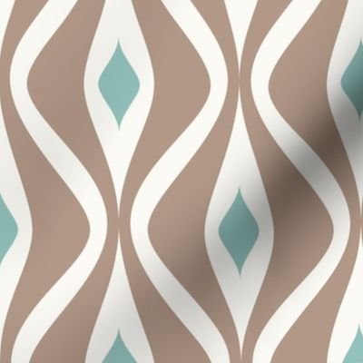 Abstract Retro Geometric Wavy Vertical Lines in beige light tan  and green blue tones